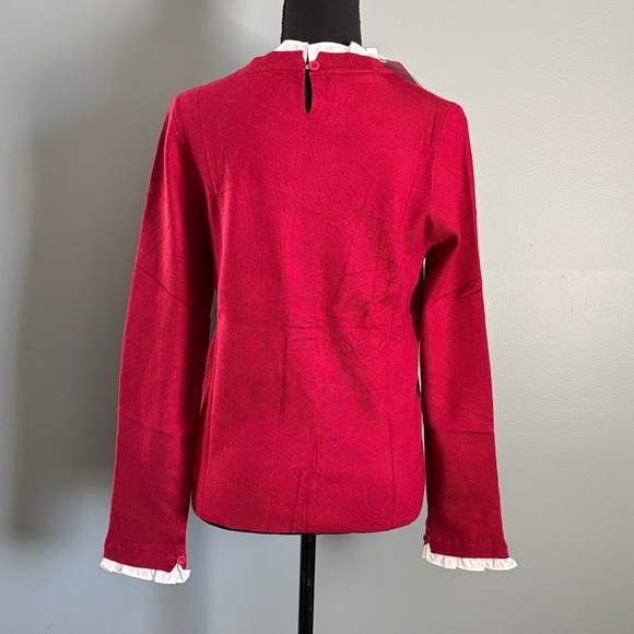 Chic Red Top with White Ruffle Accents - Picture 2 of 7